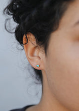 Load image into Gallery viewer, Baguette Turquoise Gold Earrings