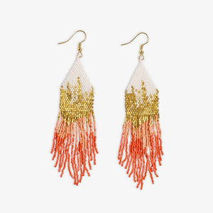 Claire Ombre Beaded Fringe Earrings Coral - Indie Indie Bang! Bang!
