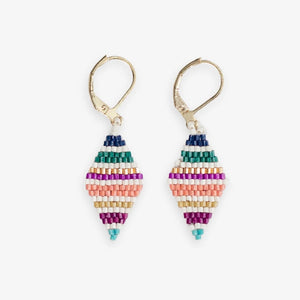 Mini Gold Hoop Horizontal Stripes Beaded Earrings - Indie Indie Bang! Bang!