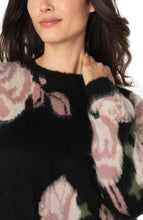 Load image into Gallery viewer, Black Floral Crew Neck Sweater