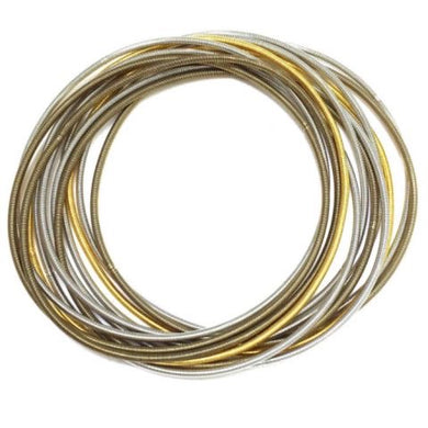 Multi Gold Bronze Silver Piano Wire Unbound Bracelets - Indie Indie Bang! Bang!