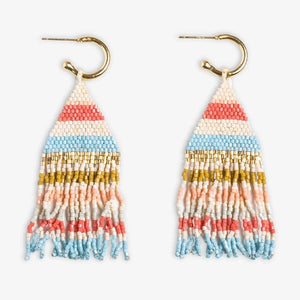 Mini Gold Hoop Stripe Beaded Fringe Earrings Amalfi - Indie Indie Bang! Bang!