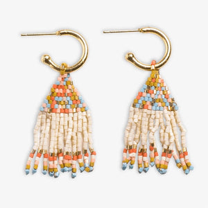 Leta Mini Gold Hoop Confetti Top & Stripe Short Fringe Earrings - Indie Indie Bang! Bang!