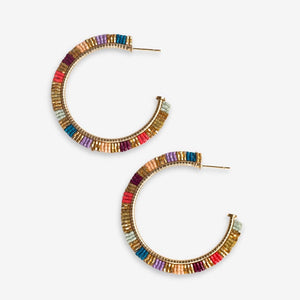 Nora Striped Hoop Earrings Gold - Indie Indie Bang! Bang!