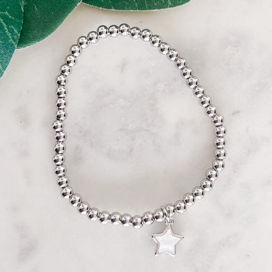 Silver Stretch Bracelet with CZ Star Charm