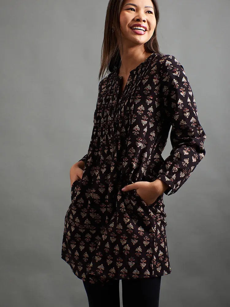 Victoria Black Blossom Tunic Dress - Indie Indie Bang! Bang!