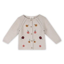 Load image into Gallery viewer, Floral Embroidered Pearl Knit Baby Cardigan Sweater -Organic