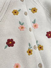 Load image into Gallery viewer, Floral Embroidered Pearl Knit Baby Cardigan Sweater -Organic