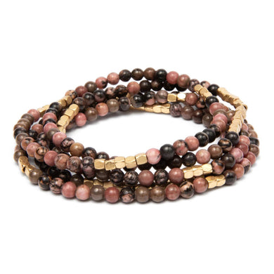 Stone of Love - Rhodochrosite/Gold Stone Wrap Bracelet/Necklace