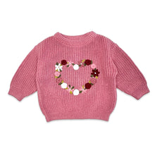 Load image into Gallery viewer, French Rose Heart Embroidered Slouchy Baby Cardigan