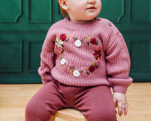Load image into Gallery viewer, French Rose Heart Embroidered Slouchy Baby Cardigan