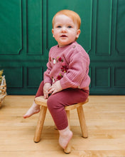 Load image into Gallery viewer, French Rose Heart Embroidered Slouchy Baby Cardigan