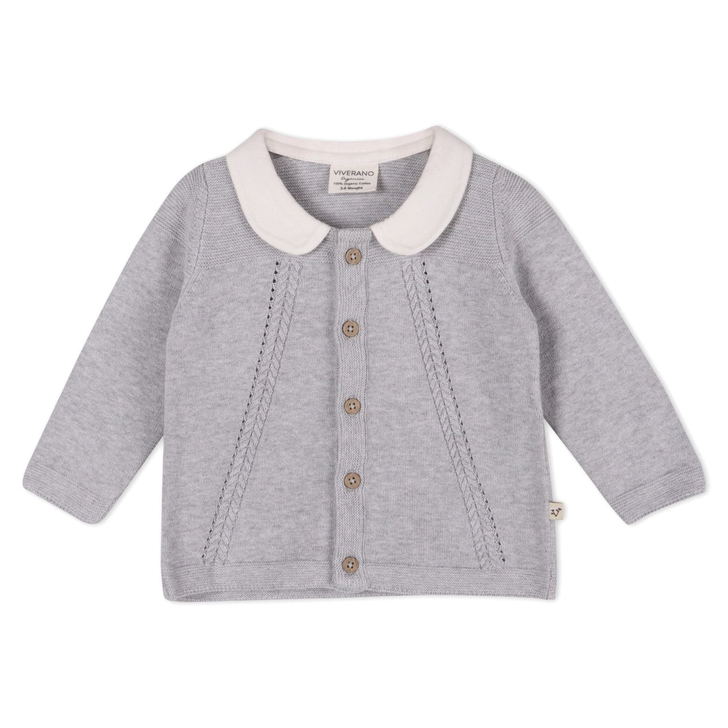 Peter Pan Cable Knit Baby Cardigan Sweater