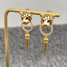 Load image into Gallery viewer, Exquisite Awl Charm Leopard Head Post Earrings - Indie Indie Bang! Bang!