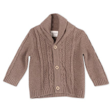Load image into Gallery viewer, Shawl Collar Cable Knit Baby Cardigan Sweater