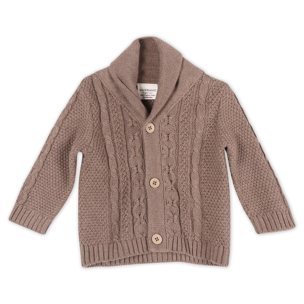 Shawl Collar Cable Knit Baby Cardigan Sweater