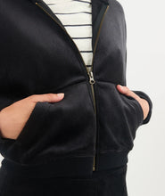 Load image into Gallery viewer, Velour Corduroy Crop Zip Hoodie