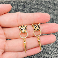 Load image into Gallery viewer, Exquisite Awl Charm Leopard Head Post Earrings - Indie Indie Bang! Bang!