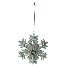 Load image into Gallery viewer, Metal &amp; Glass Beaded Snowflake Ornament