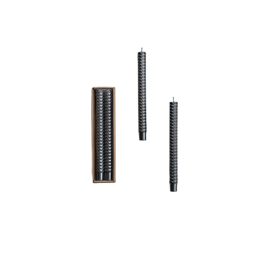 Unscented Faceted Taper Candles- Set of 2 - Indie Indie Bang! Bang!