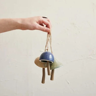 Stoneware Mushroom Bell Ornament