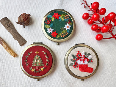 Christmas Embroidered Compact Mirrors