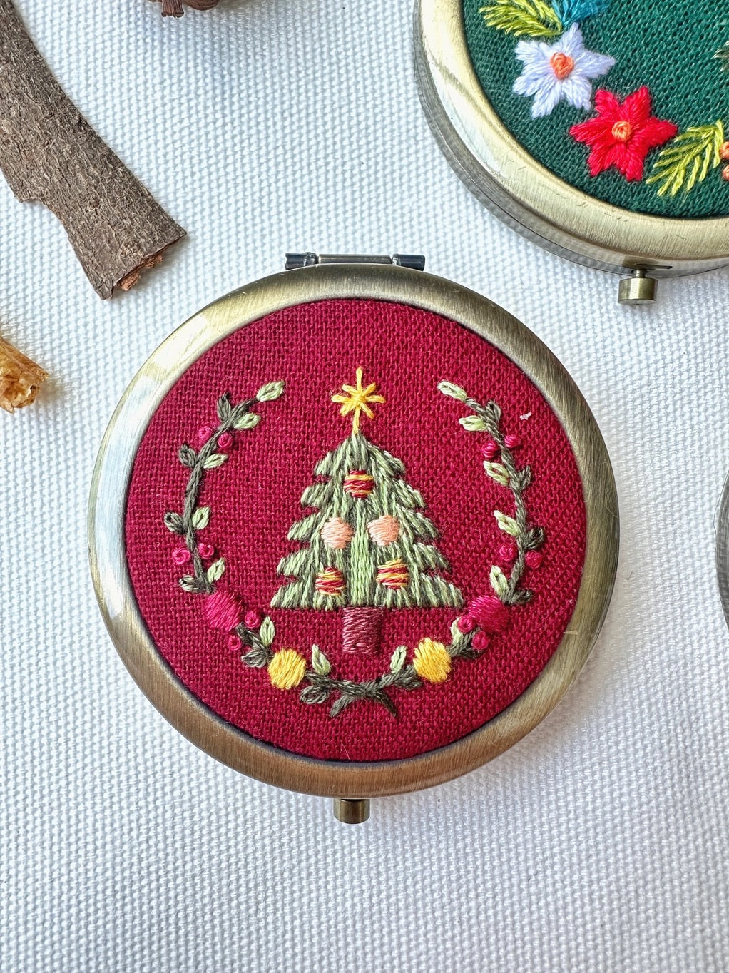 Christmas Embroidered Compact Mirrors