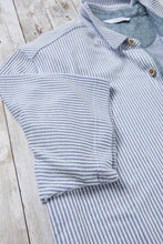 Load image into Gallery viewer, Stripe Waffle Button Down Short Sleeve Shirt - Indie Indie Bang! Bang!
