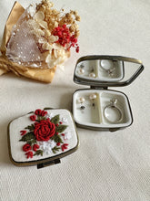 Load image into Gallery viewer, Floral Embroidered Mini Jewelry Box with Mirror