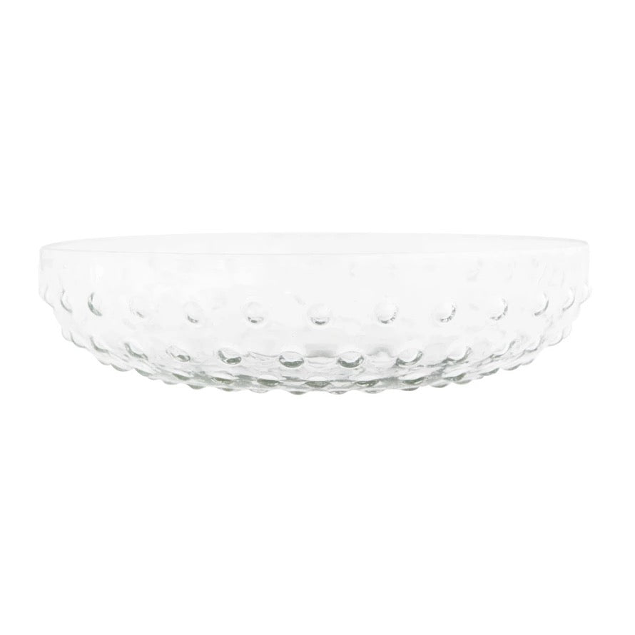 Large Recycled Glass Hobnail Serving Bowl