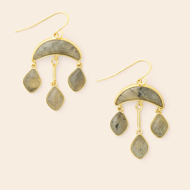 Stone Crescent Drop Earring- Labradorite/Gold - Indie Indie Bang! Bang!