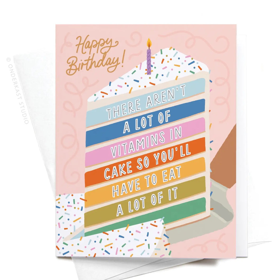 Not a Lot of Vitamins in Cake Birthday Card - Indie Indie Bang! Bang!