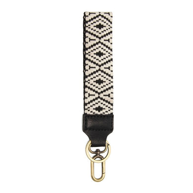 Black & White Diamond Woven Wristlet Keychain