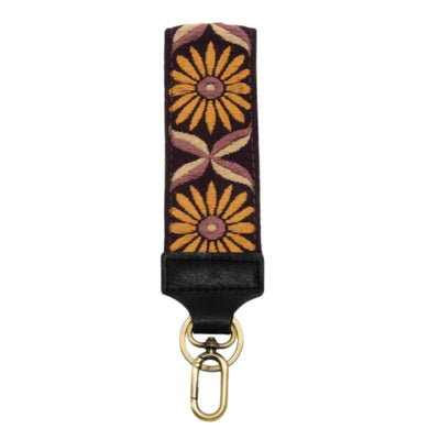 Yellow Daisy Embroidered Wristlet Keychain