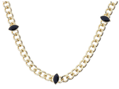 Gold Curb Chain with Baguette Dark Topaz Crystal Bezel Necklace - Indie Indie Bang! Bang!