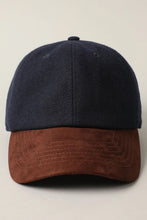 Load image into Gallery viewer, Wool Blend Baseball Cap w Suede Visor Hat - Indie Indie Bang! Bang!