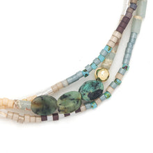 Load image into Gallery viewer, Mixed Media Wrap Bracelet Necklace - Tranquility/Turquoise/ Gold - Indie Indie Bang! Bang!