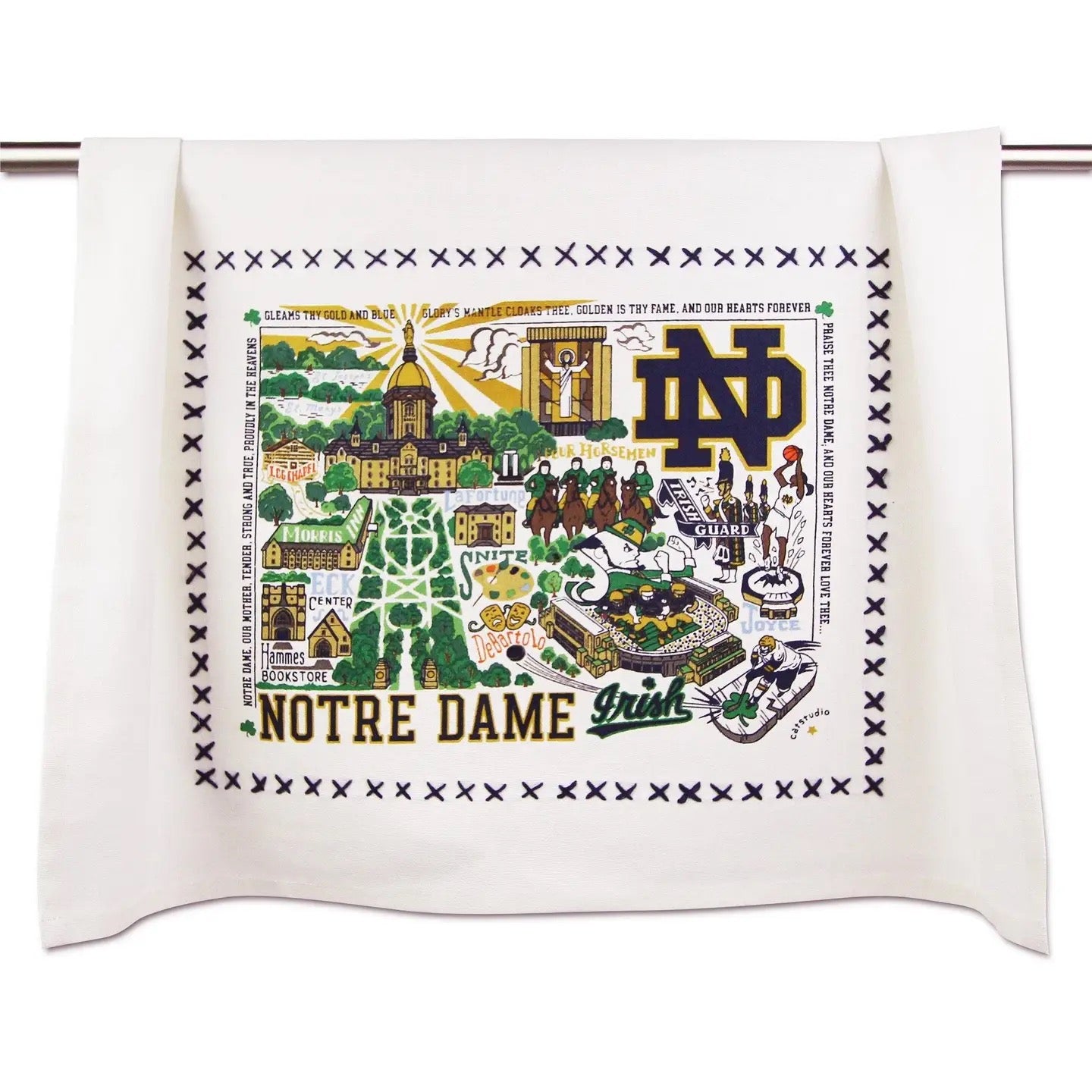 Notre Dame Embroidered Dish Towel