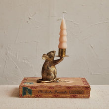 Load image into Gallery viewer, Cast Aluminum Mouse Taper Candleholder, Antique Gold Finish - Indie Indie Bang! Bang!