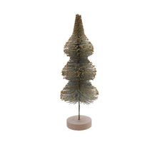 Load image into Gallery viewer, Sisal Bottle Brush Tree with Gold Glitter &amp; Wood Base, Mint Color - Indie Indie Bang! Bang!