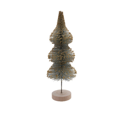 Sisal Bottle Brush Tree with Gold Glitter & Wood Base, Mint Color - Indie Indie Bang! Bang!