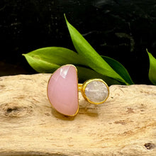 Load image into Gallery viewer, Rose Quartz Stone Wrap Gold Ring - Indie Indie Bang! Bang!