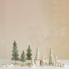 Load image into Gallery viewer, Sisal Bottle Brush Tree with Gold Glitter &amp; Wood Base, Mint Color - Indie Indie Bang! Bang!