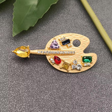 Load image into Gallery viewer, Inlaid Glass &amp; Rhinestone Palette Brooch - Indie Indie Bang! Bang!
