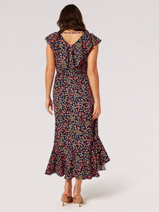 Ditsy Floral Ruffle Wrap Midi Dress - Indie Indie Bang! Bang!