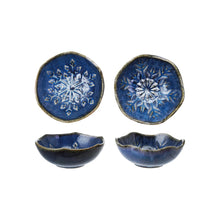 Load image into Gallery viewer, Snowflake Stoneware Organic Shaped Bowl