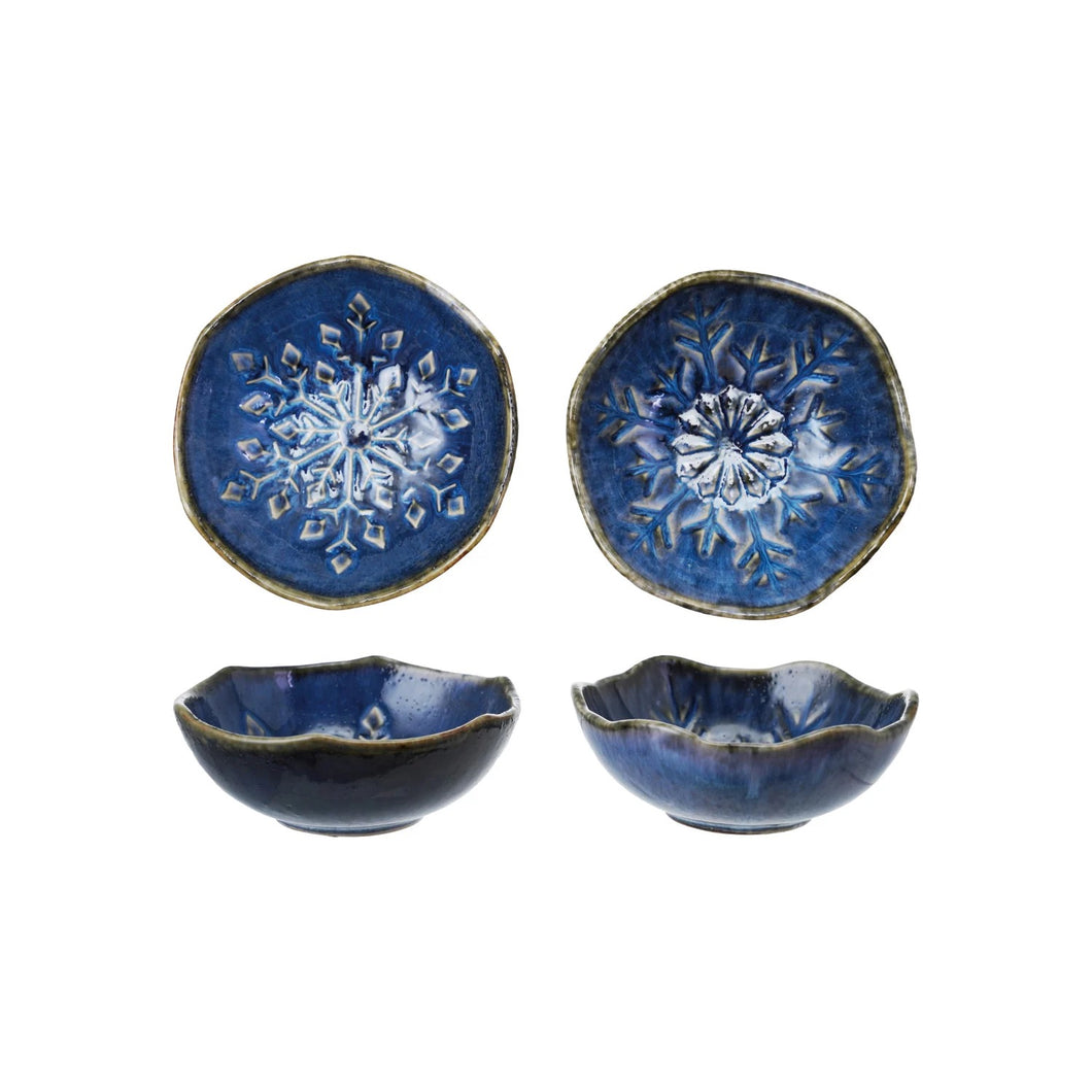 Snowflake Stoneware Organic Shaped Bowl