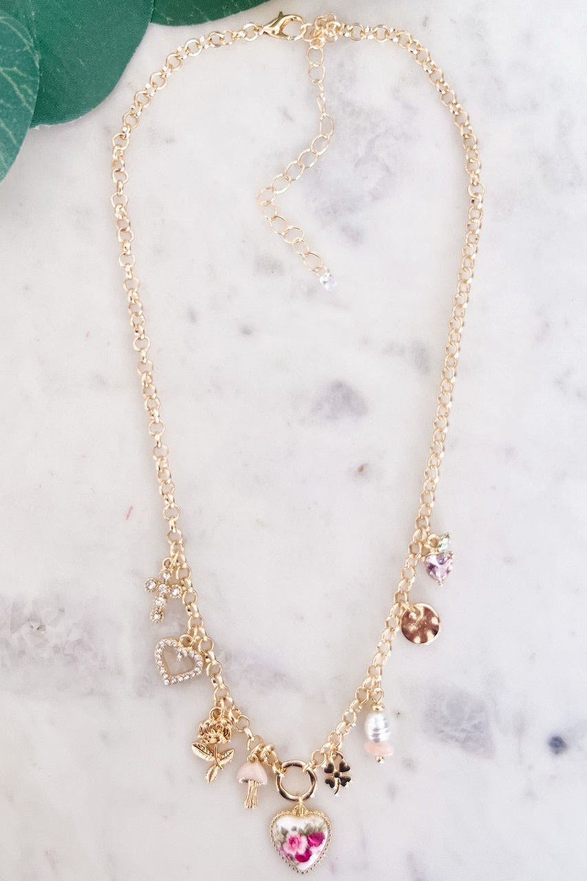 Charm Necklace with Ceramic Heart - Indie Indie Bang! Bang!