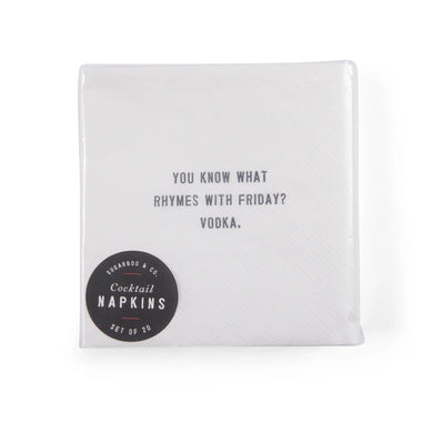 You Know What Rhymes With Friday? Vodka. Cocktail Napkins - Indie Indie Bang! Bang!