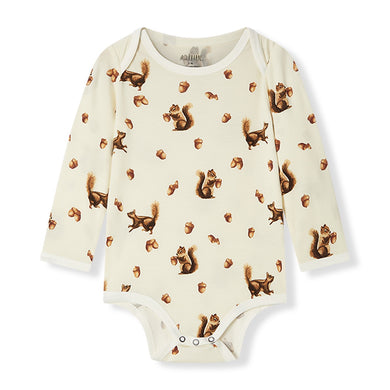 Chipmunk Luxe Stretch Print LS Bamboo One Piece - Indie Indie Bang! Bang!